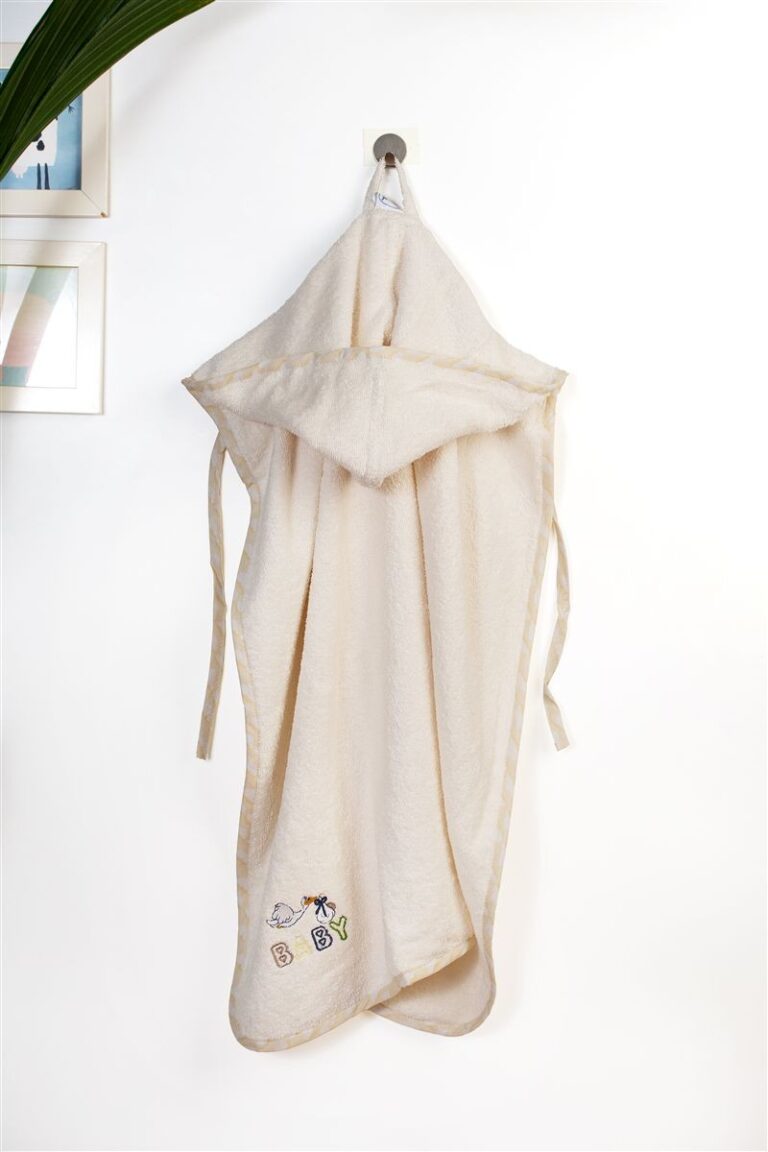 Κάπα Με Κέντημα bebe Stork 194 75X85 Ecru-Yellow 100% Cotton