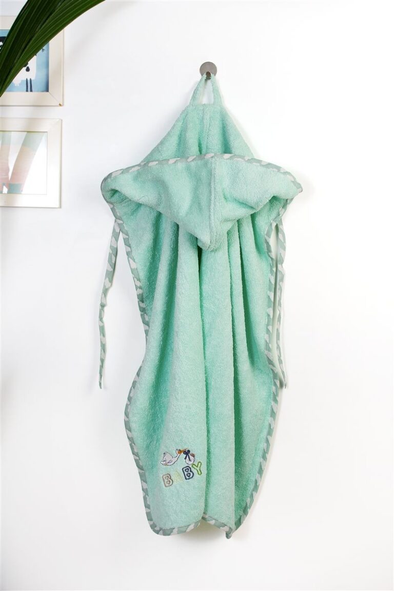 Κάπα Με Κέντημα bebe Stork 195 75X85 Mint 100% Cotton