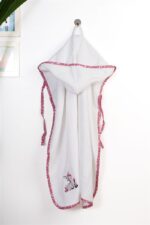 Κάπα Με Κέντημα bebe Deer 197 75X85 White-Pink 100% Cotton