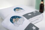 70X140 White-Grey 100% Cotton