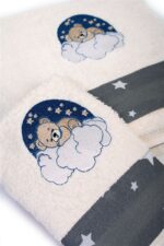 Πετσέτα Με Κέντημα Σετ 2 τεμ bebe Cloudy Bear 177 30X50,70X140 Ecru-Grey 100% Cotton - Image 3