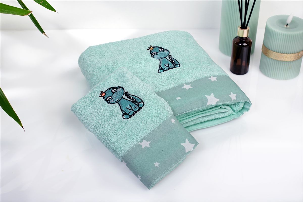 Πετσέτα Με Κέντημα Σετ 2 τεμ bebe Dinosaur 182 30X50 Πετσέτα Με Κέντημα Σετ 2 τεμ bebe Dinosaur 182 30X50