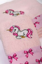 Πετσέτα Με Κέντημα Σετ 2 τεμ bebe Unicorn 187 30X50,70X140 Pink 100% Cotton - Image 3