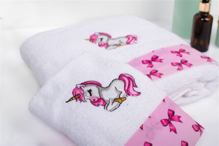 70X140 White-Pink 100% Cotton