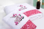 70X140 White-Pink 100% Cotton