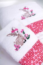 Πετσέτα Με Κέντημα Σετ 2 τεμ bebe Deer 197 30X50,70X140 White-Pink 100% Cotton - Image 3