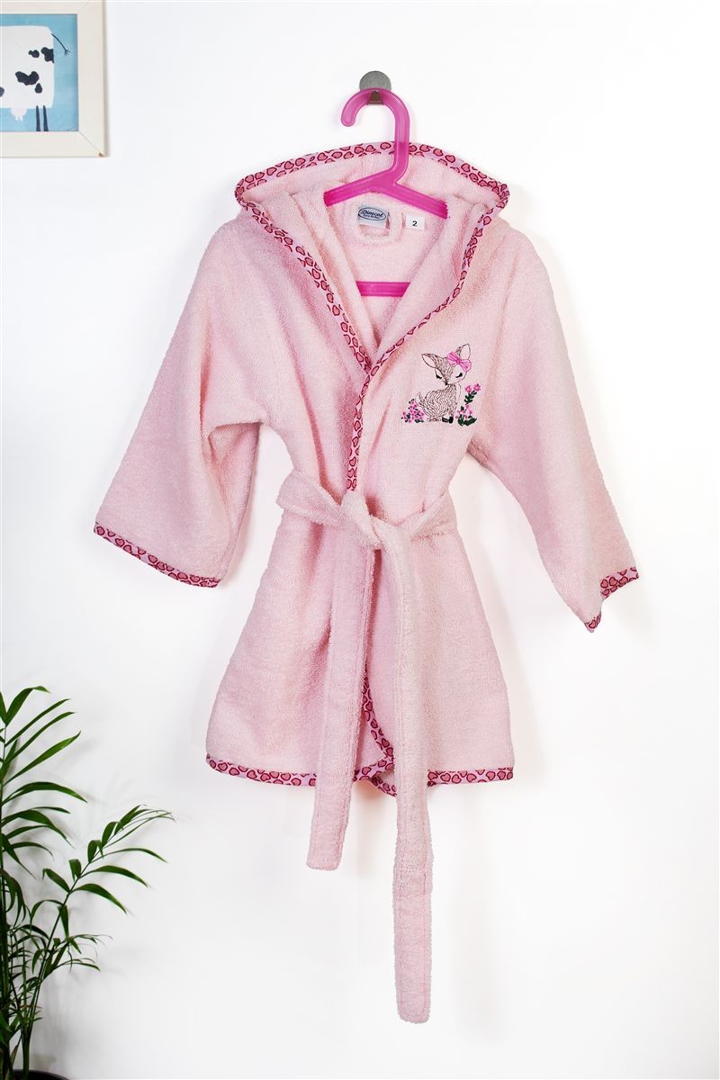 Μπουρνούζι Με Κέντημα kids Deer 196 Size: 04 Pink 100% Cotton Μπουρνούζι Με Κέντημα kids Deer 196 Size: 04 Pink 100% Cotton