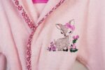 Μπουρνούζι Με Κέντημα kids Deer 196 Size: 04 Pink 100% Cotton - Image 2