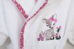 Μπουρνούζι Με Κέντημα kids Deer 197 Size: 04 White-Pink 100% Cotton - Image 2