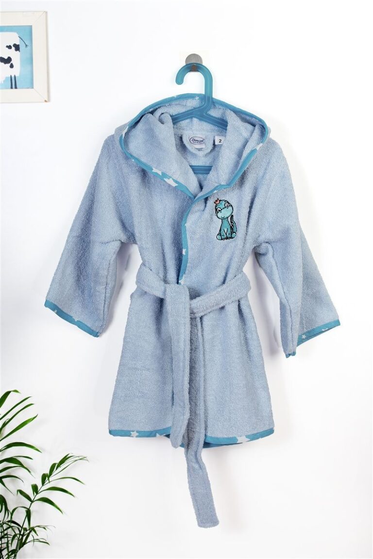 Μπουρνούζι Με Κέντημα kids Dinosaur 179 Size: 02 Sky Blue 100% Cotton