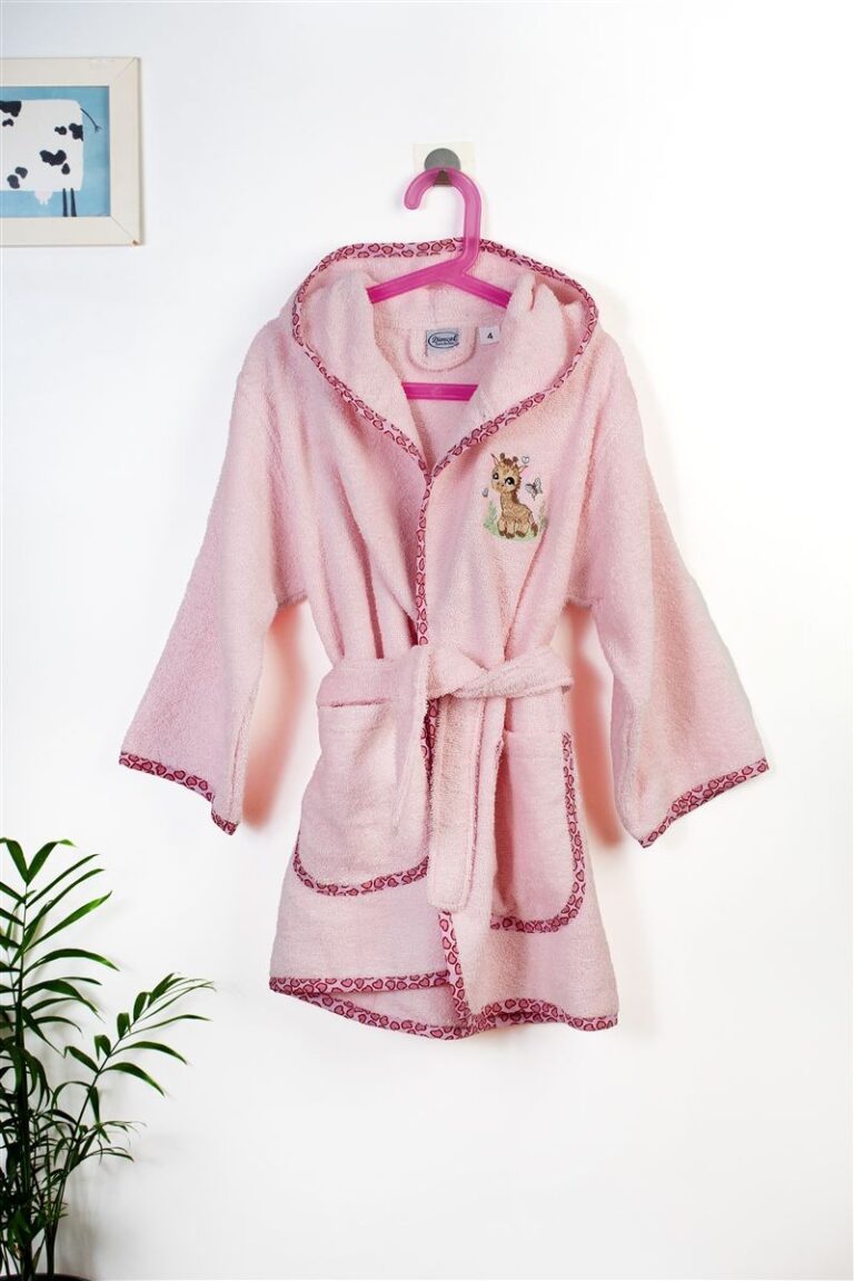Μπουρνούζι Με Κέντημα kids Giraffe 171 Size: 02 Pink 100% Cotton