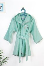 Μπουρνούζι Με Κέντημα kids Stork 195 Size: 04 Mint 100% Cotton