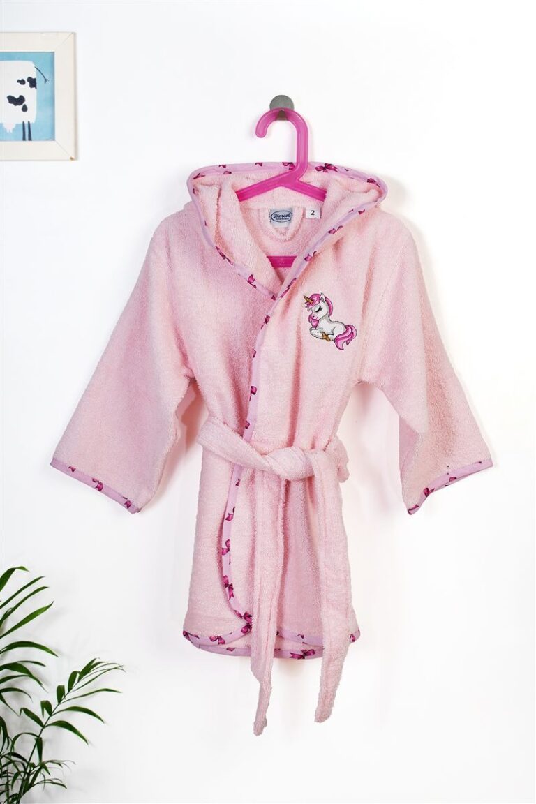 Μπουρνούζι Με Κέντημα kids Unicorn 187 Size: 04 Pink 100% Cotton