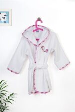 Μπουρνούζι Με Κέντημα kids Unicorn 188 Size: 04 White-Pink 100% Cotton