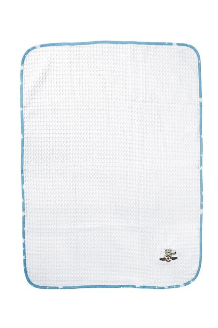 Κουβέρτα Πικέ Με Κέντημα bebe Aviator 184 80X110 White-Sky Blue 100% Cotton