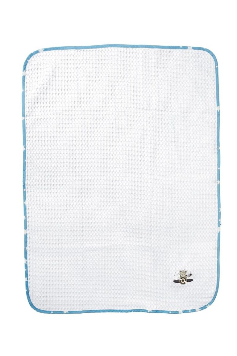 Κουβέρτα Πικέ Με Κέντημα bebe Aviator 184 80X110 White-Sky Blue 100% Cotton