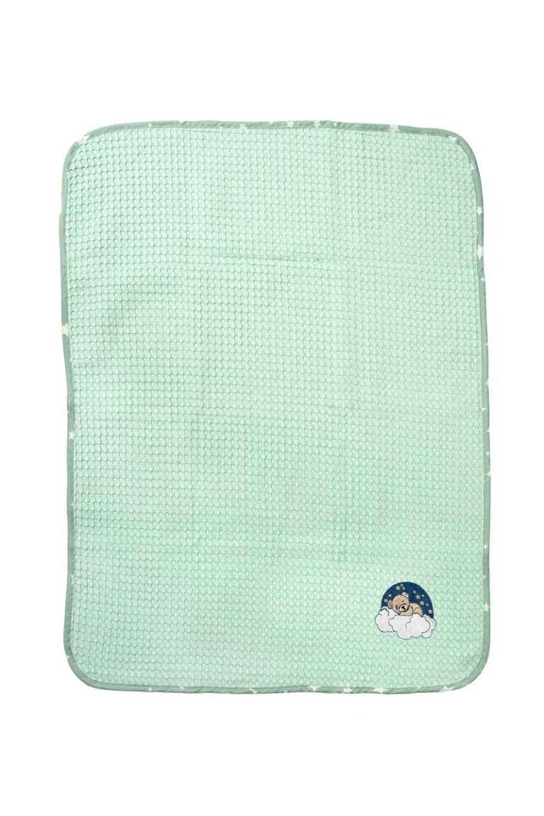 Κουβέρτα Πικέ Με Κέντημα bebe Cloudy Bear 178 100X160 Mint 100% Cotton