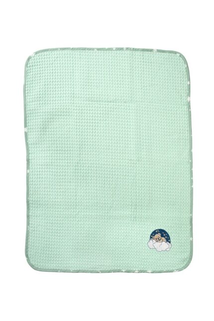Κουβέρτα Πικέ Με Κέντημα bebe Cloudy Bear 178 80X110 Mint 100% Cotton