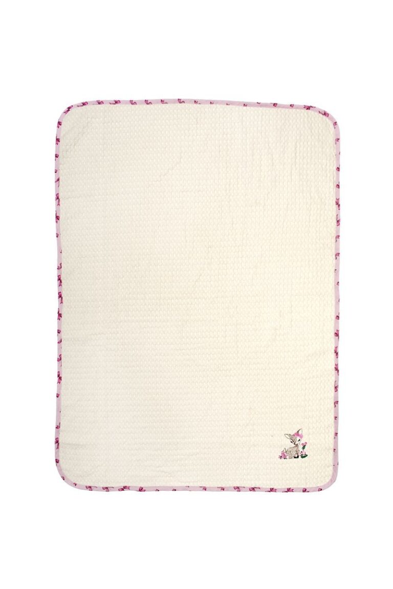 Κουβέρτα Πικέ Με Κέντημα bebe Deer 198 100X160 Ecru-Pink 100% Cotton