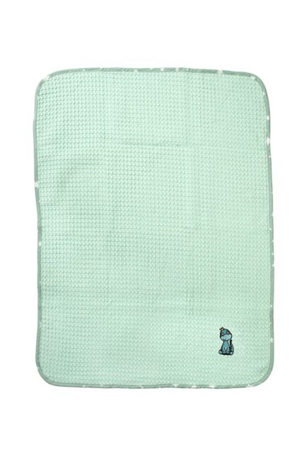 Κουβέρτα Πικέ Με Κέντημα bebe Dinosaur 182 80X110 Mint 100% Cotton