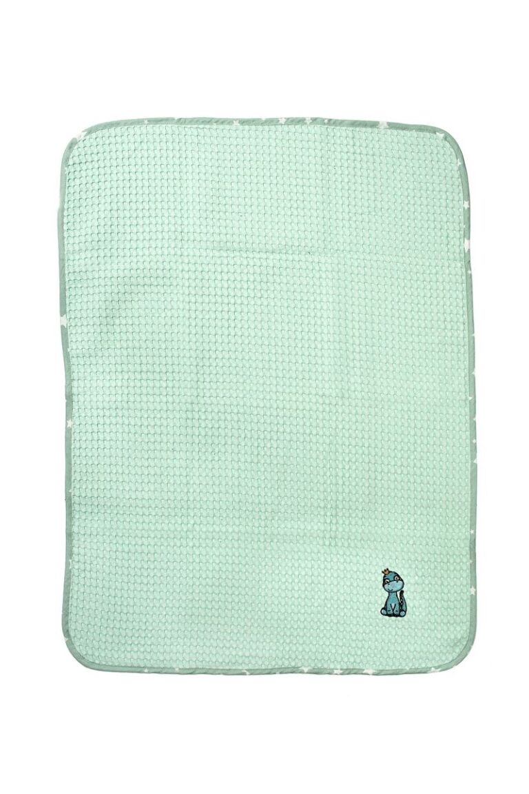Κουβέρτα Πικέ Με Κέντημα bebe Dinosaur 182 80X110 Mint 100% Cotton