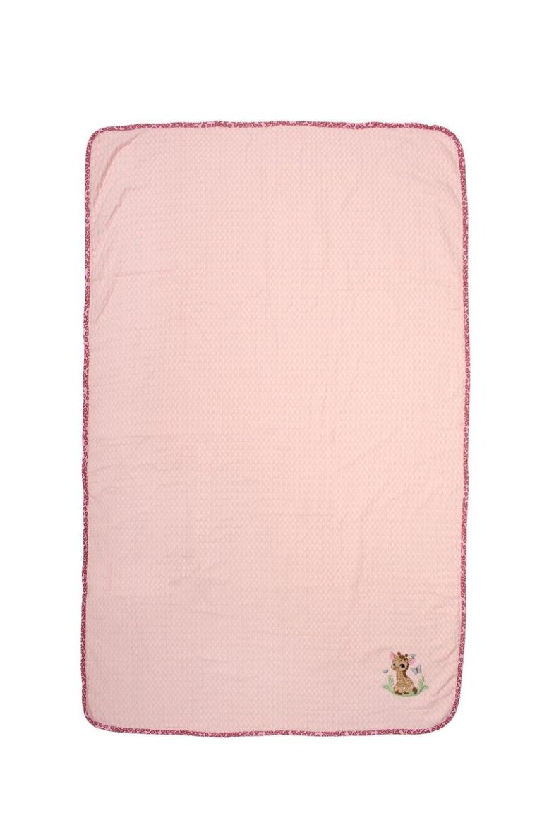 Κουβέρτα Πικέ Με Κέντημα bebe Giraffe 171 100X160 Pink 100% Cotton