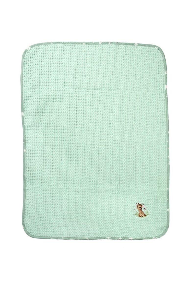 Κουβέρτα Πικέ Με Κέντημα bebe Giraffe 174 80X110 Mint 100% Cotton