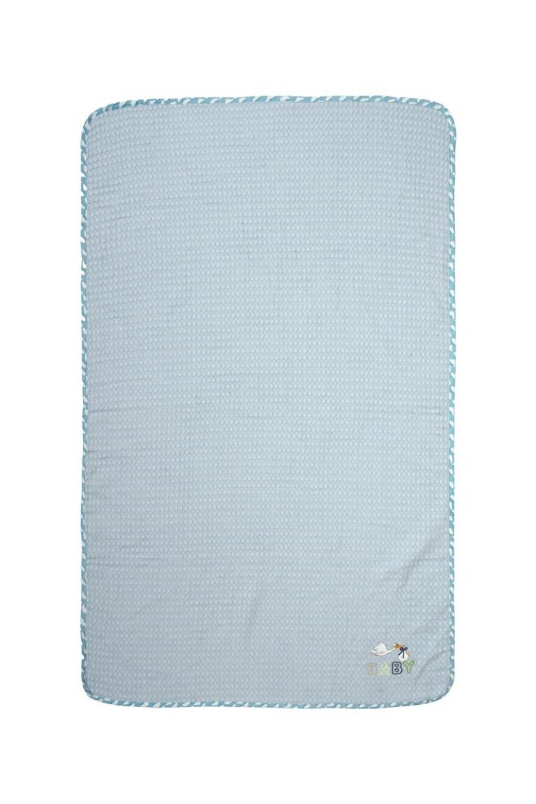 Κουβέρτα Πικέ Με Κέντημα bebe Stork 191 100X160 Sky Blue 100% Cotton