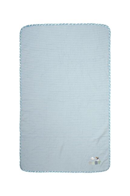 Κουβέρτα Πικέ Με Κέντημα bebe Stork 191 80X110 Sky Blue 100% Cotton