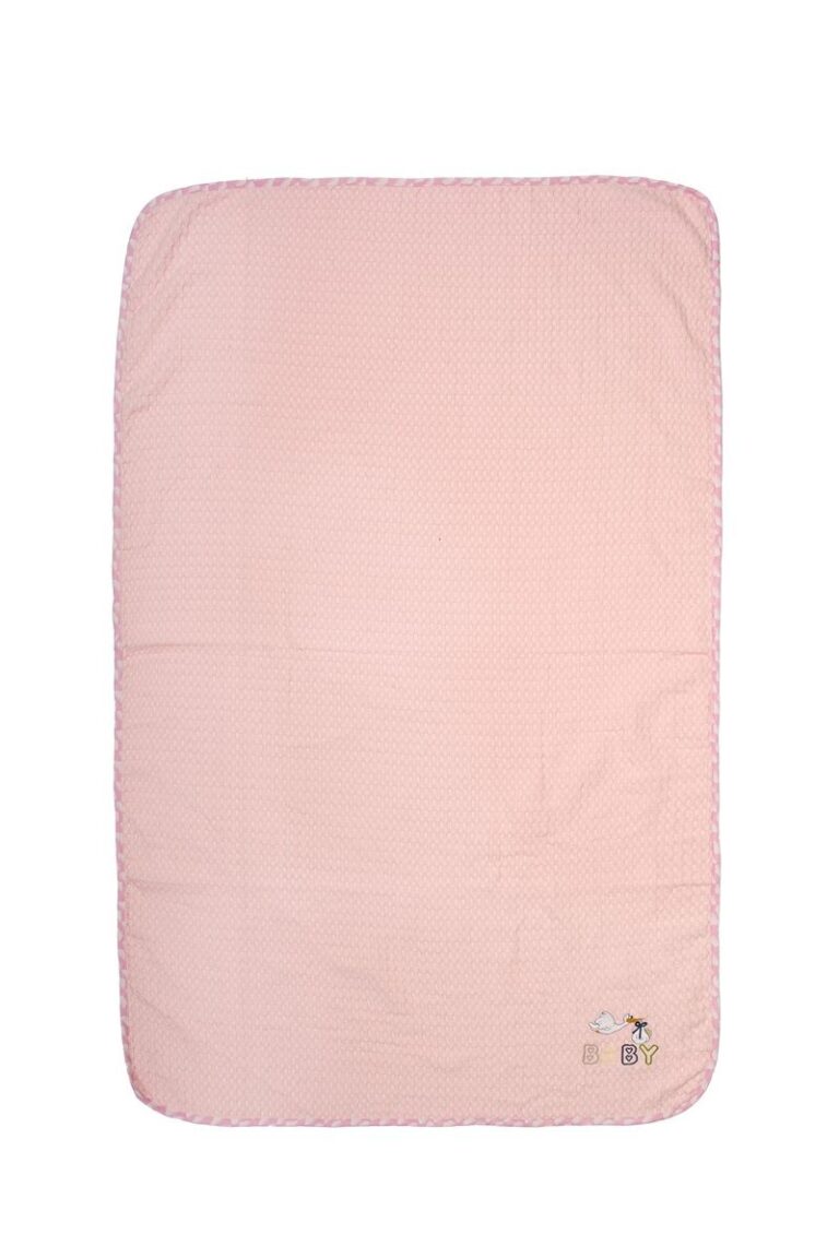 Κουβέρτα Πικέ Με Κέντημα bebe Stork 192 100X160 Pink 100% Cotton