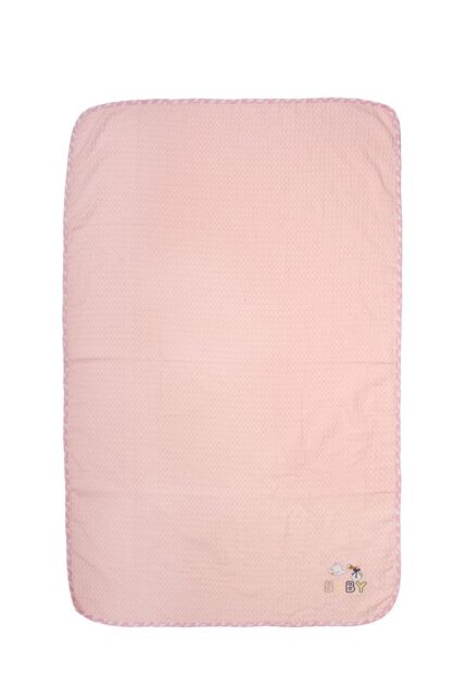 Κουβέρτα Πικέ Με Κέντημα bebe Stork 192 80X110 Pink 100% Cotton