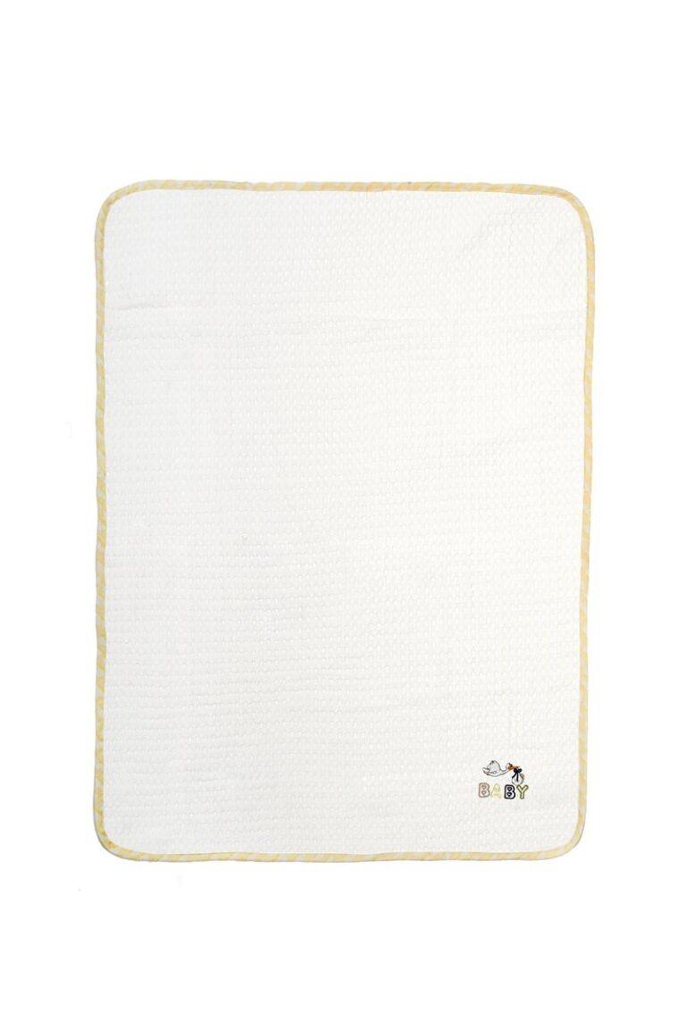 Κουβέρτα Πικέ Με Κέντημα bebe Stork 193 100X160 White-Yellow 100% Cotton