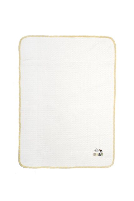 Κουβέρτα Πικέ Με Κέντημα bebe Stork 193 80X110 White-Yellow 100% Cotton
