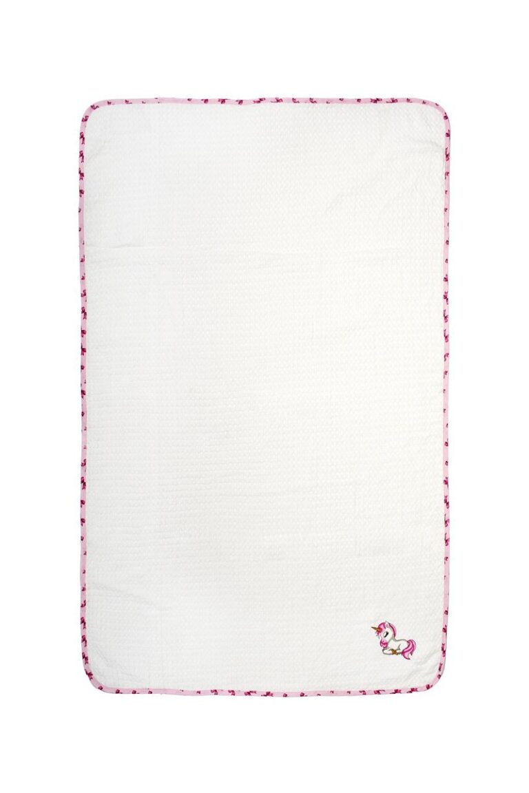 Κουβέρτα Πικέ Με Κέντημα bebe Unicorn 188 80X110 White-Pink 100% Cotton