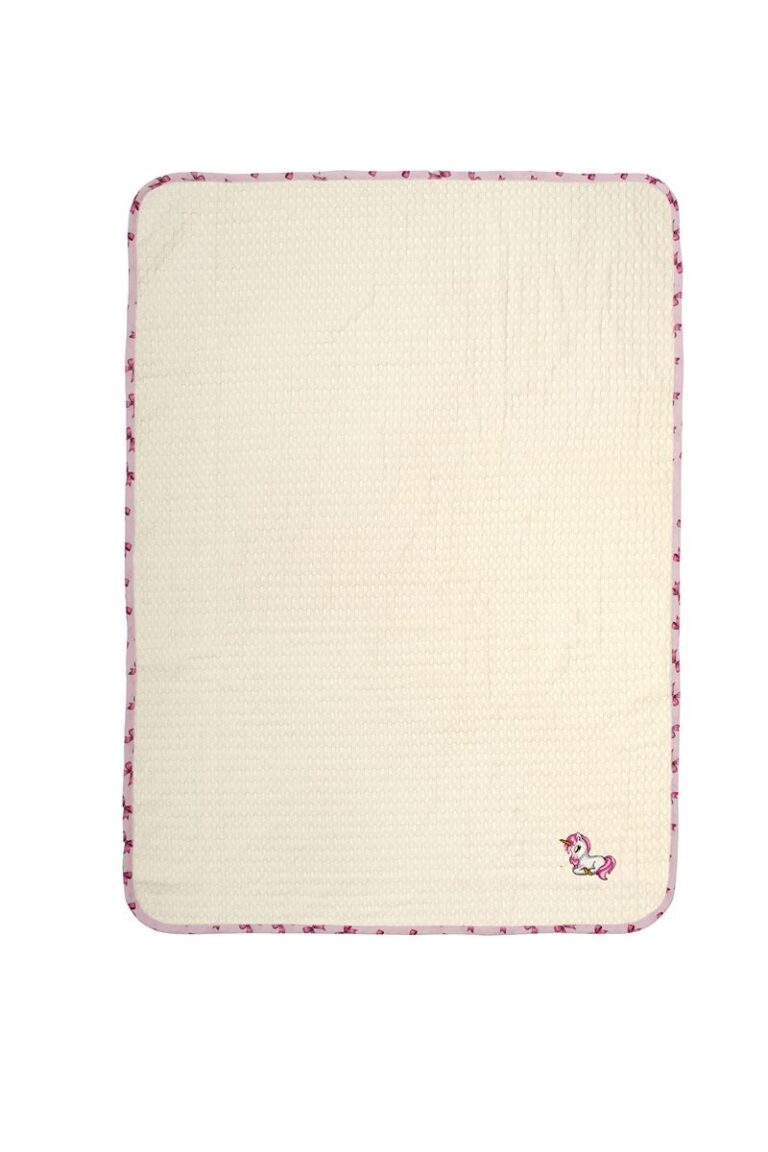 Κουβέρτα Πικέ Με Κέντημα bebe Unicorn 189 80X110 Ecru-Pink 100% Cotton