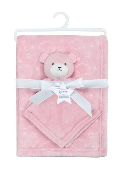 Νάνι-Πανάκι Παρηγοριάς bebe σετ 2 τεμ. Bear 08 33X33 & Κουβέρτα Coral Fleece 75X100 cm Pink 100% Polyester