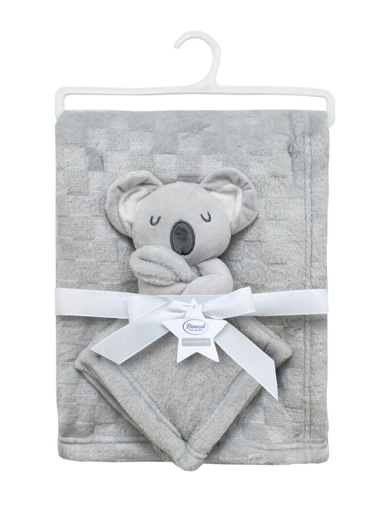 Νάνι-Πανάκι Παρηγοριάς bebe σετ 2 τεμ. Koala 10 33X33 & Κουβέρτα Coral Fleece 75X100 cm Grey 100% Polyester