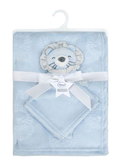 Νάνι-Πανάκι Παρηγοριάς bebe σετ 2 τεμ. Lion 09 33X33 & Κουβέρτα Coral Fleece 75X100 cm Sky Blue 100% Polyester