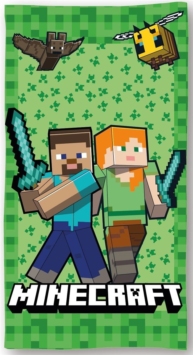 Πετσέτα Θαλάσσης Quick Dry Mojang Minecraft 004 70X140 Light Green 100% Microfiber