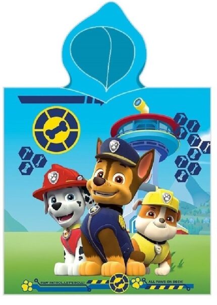Πόντσο Θαλάσσης Quick Dry Nickelodeon Paw Patrol 203 50X100 Sky Blue 100% Microfiber