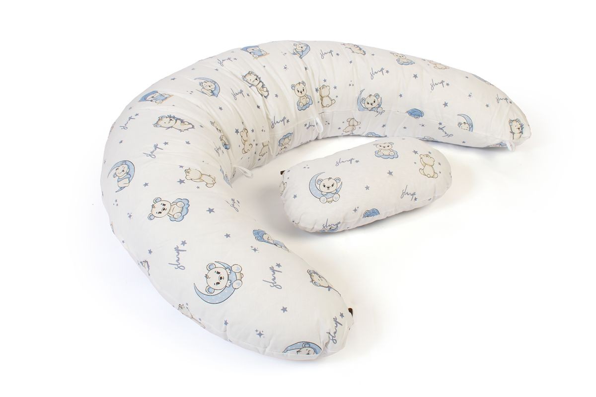 Μαξιλάρι Εγκυμοσύνης - Θηλασμού 2 σε 1 bebe Bear's Nest 03 155x35x20 White-Sky Blue 100% Cotton Μαξιλάρι Εγκυμοσύνης - Θηλασμού 2 σε 1 bebe Bear's Nest 03 155x35x20 White-Sky Blue 100% Cotton