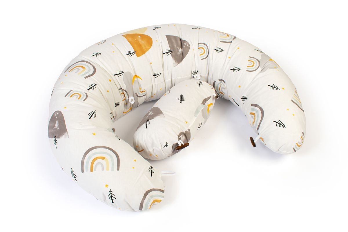 Μαξιλάρι Εγκυμοσύνης - Θηλασμού 2 σε 1 bebe Rainbow 01 155x35x20 White-Grey 100% Cotton Μαξιλάρι Εγκυμοσύνης - Θηλασμού 2 σε 1 bebe Rainbow 01 155x35x20 White-Grey 100% Cotton