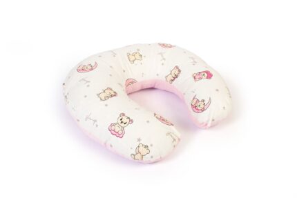 Μαξιλάρι Θηλασμού bebe Bear's Nest 04 60x50x15 White-Pink 100% Cotton