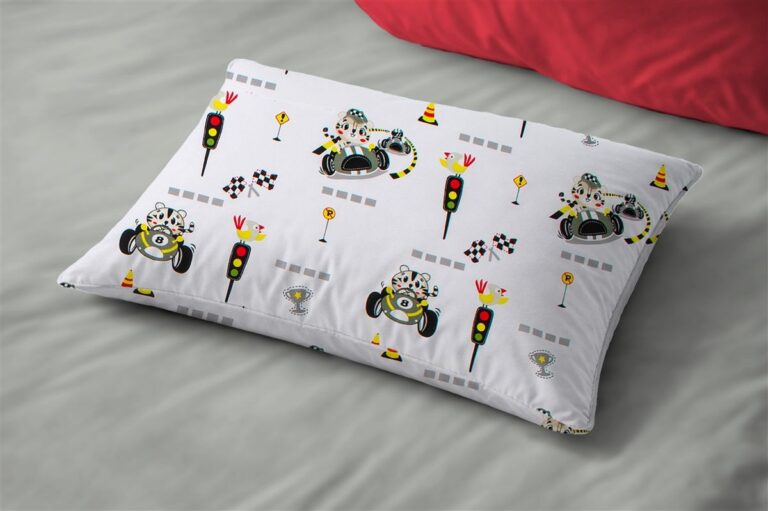 Μαξιλαροθήκη Εμπριμέ bebe Animal Grand Prix 590 35X45 White-Olive 100% Cotton