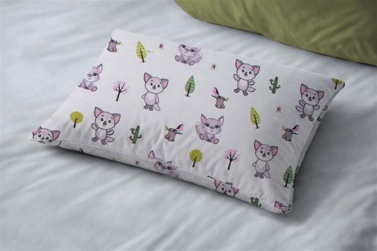 Μαξιλαροθήκη Εμπριμέ bebe Baby Foxes 594 35X45 White-Pastel Lilac 100% Cotton