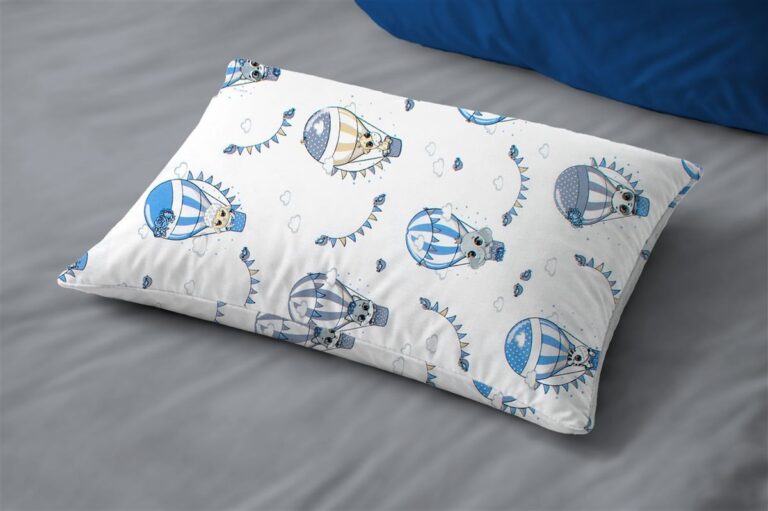 Μαξιλαροθήκη Εμπριμέ bebe The Floating Zoo 596 35X45 White-Blue 100% Cotton