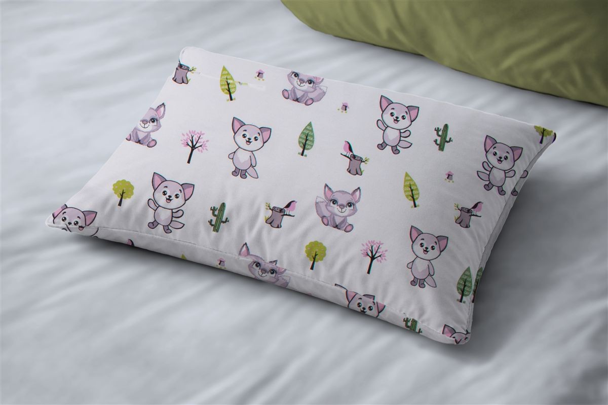 Μαξιλαροθήκη Εμπριμέ kids Baby Foxes 594 50X70 White-Pastel Lilac 100% Cotton Μαξιλαροθήκη Εμπριμέ kids Baby Foxes 594 50X70 White-Pastel Lilac 100% Cotton