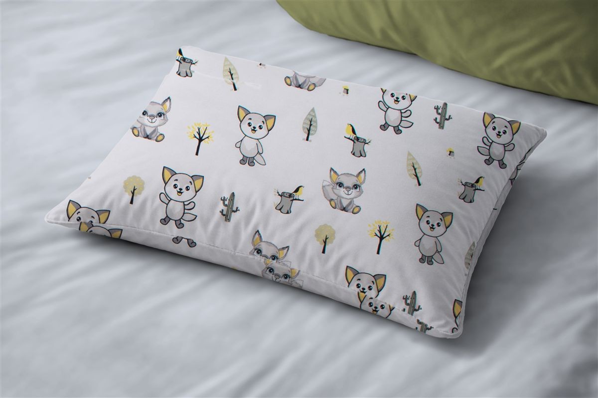 Μαξιλαροθήκη Εμπριμέ kids Baby Foxes 595 50X70 White-Grey 100% Cotton Μαξιλαροθήκη Εμπριμέ kids Baby Foxes 595 50X70 White-Grey 100% Cotton