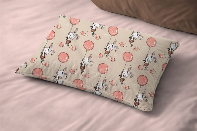 Μαξιλαροθήκη Εμπριμέ kids Floating Bunny 714 50X70 Beige-Salmon 100% Cotton