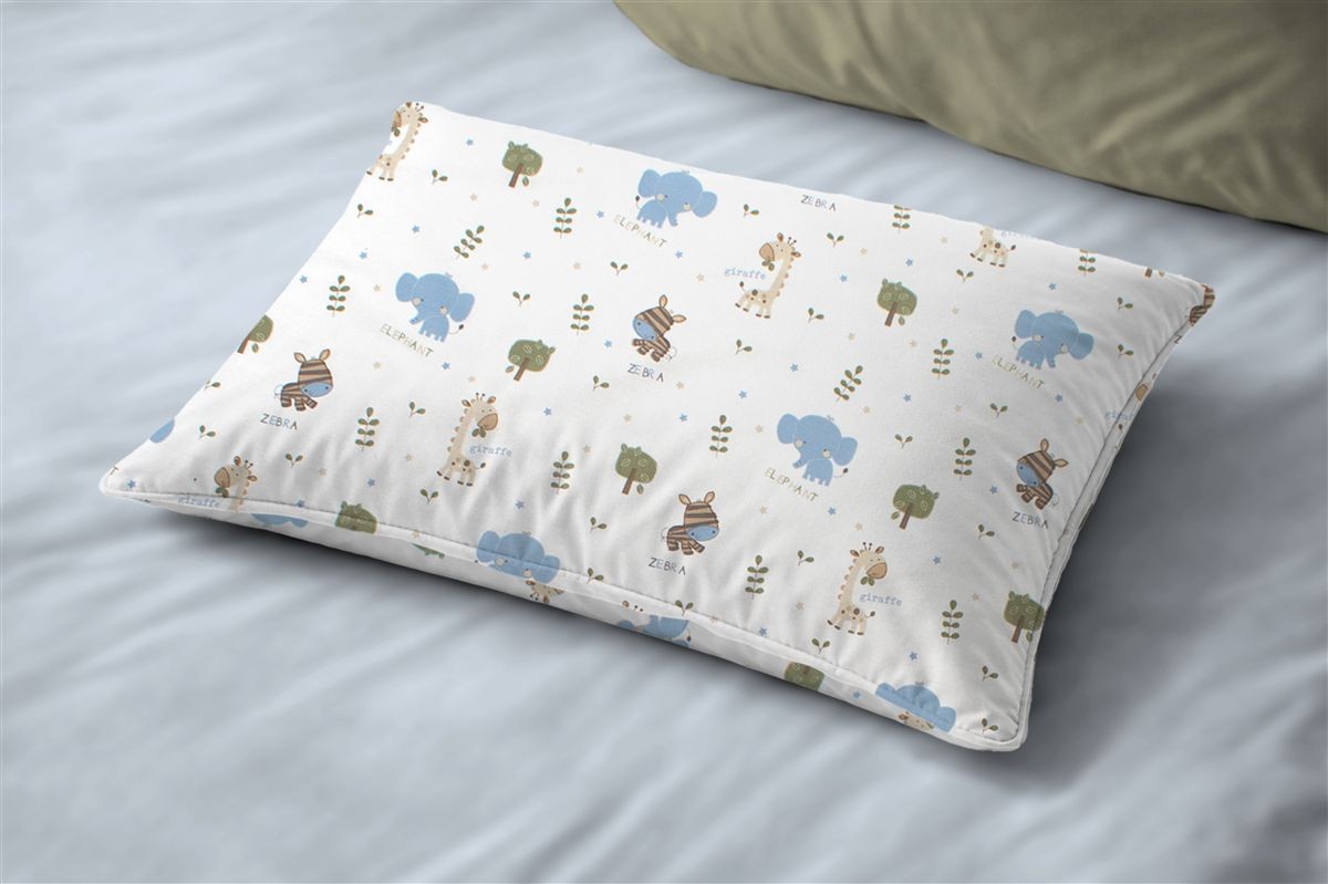 Μαξιλαροθήκη Εμπριμέ kids Happy Safari 711 50X70 White-Sky Blue 100% Cotton Μαξιλαροθήκη Εμπριμέ kids Happy Safari 711 50X70 White-Sky Blue 100% Cotton